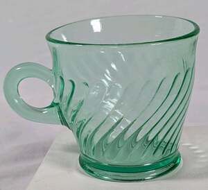 Anchor Hocking Imperial Twisted Optic Green Depression Glass Teacup